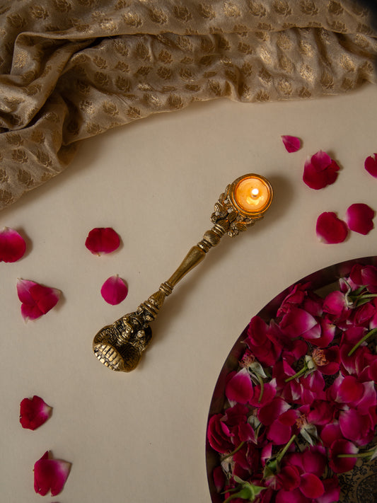 Brass Dancing Ganesha Pooja Spoon