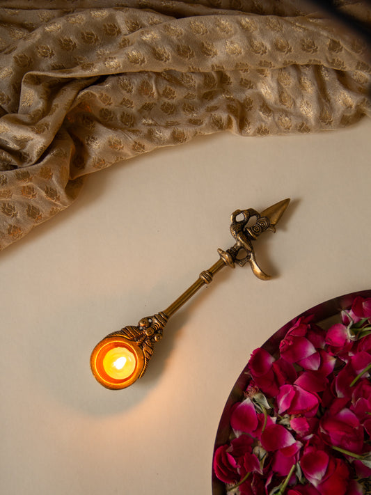 Brass Dancing Peacock Pooja Spoon