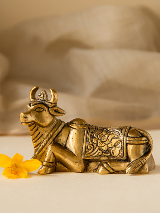 Brass Carved Nandi