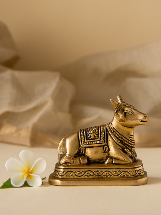 Brass Nandi Sitting On Base