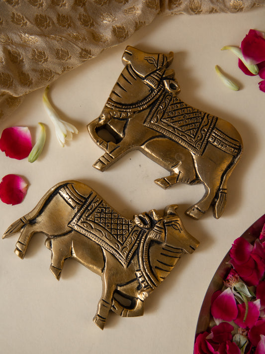 Brass Nandi Wall Hanging  Set Of  2