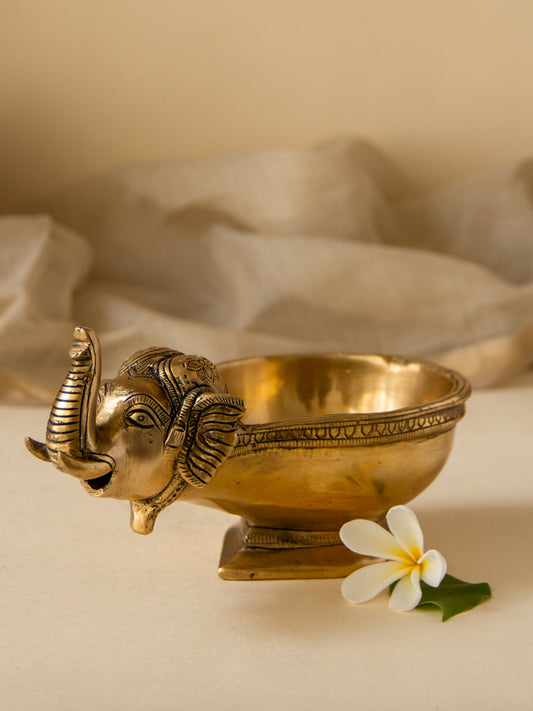 Brass Elephant Diya