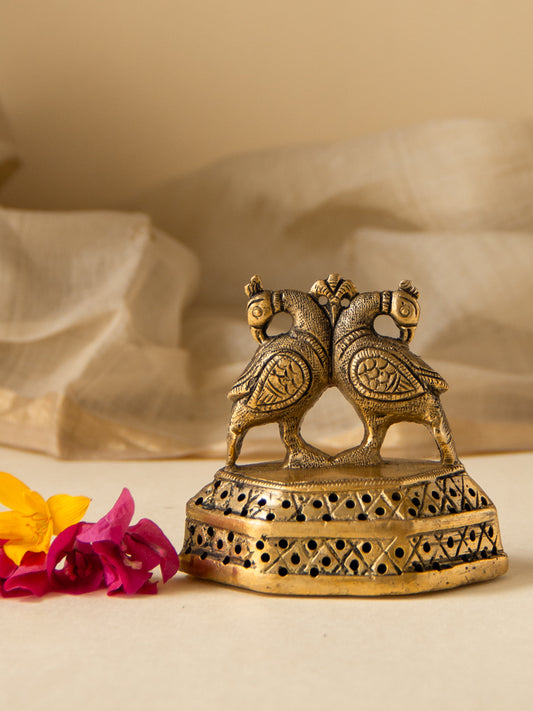 Brass Double Peacock Jhaba