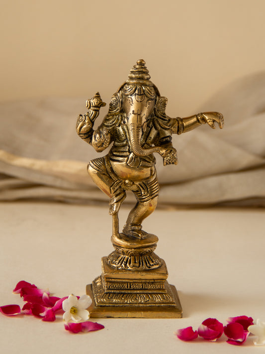 Dancing Ganesh Brass Idol