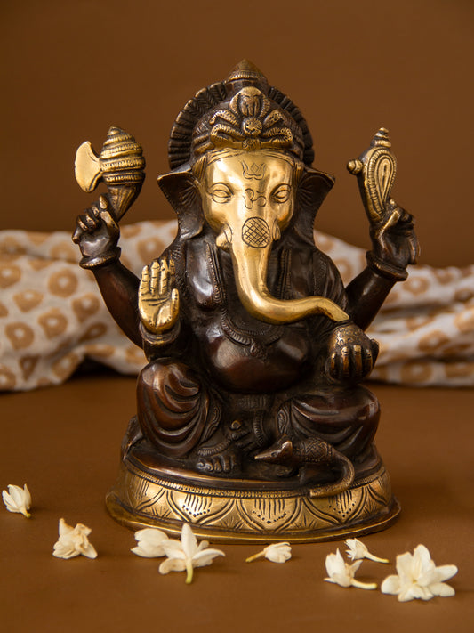 Blessing Ganesha Brass Idol