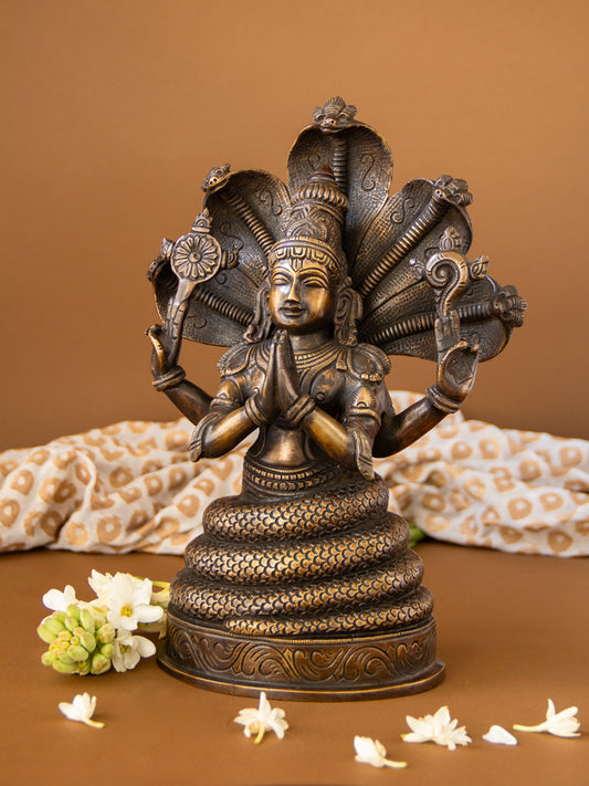 Panchmuki Nag Vishnu Brass Idol