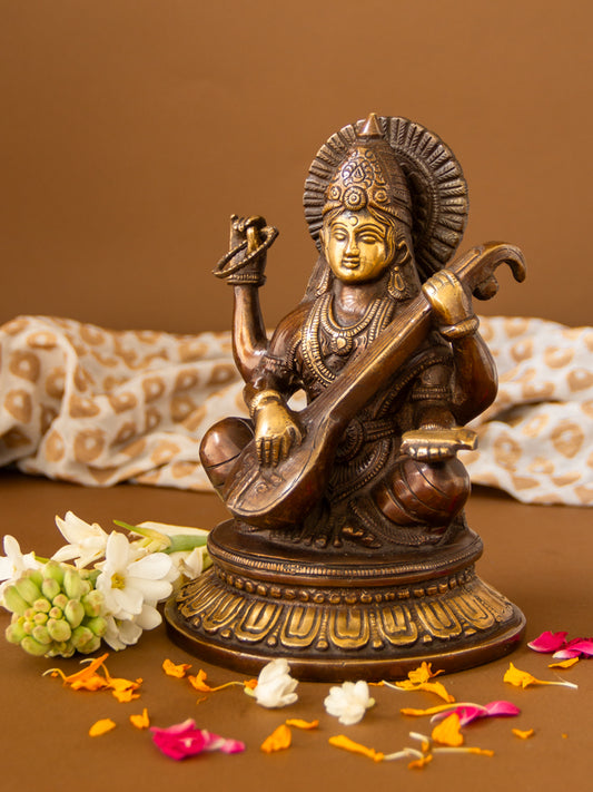 Goddess Maa Saraswati Brass Idol
