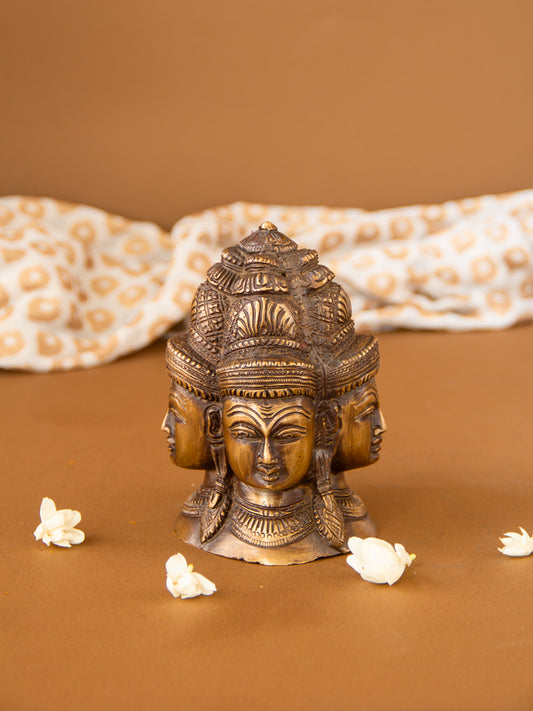Chaturmukha Shiva Linga Brass Idol