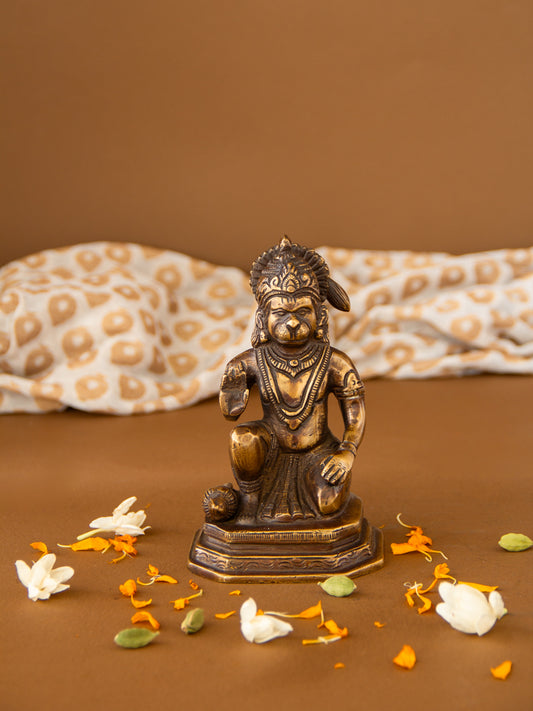 Blessing Hanuman Brass Idol