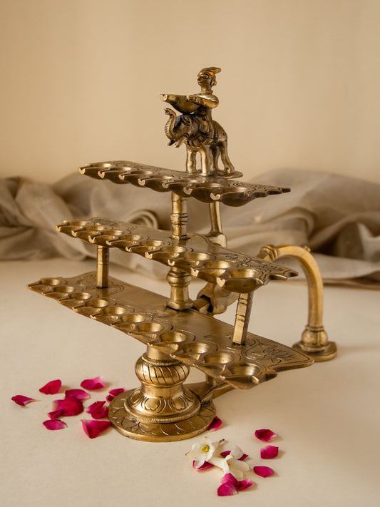 28 Brass Diyas Aarti With Handle