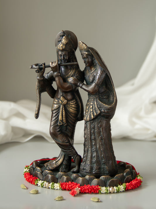 Radha Krishna Playing Flute Brass Idol