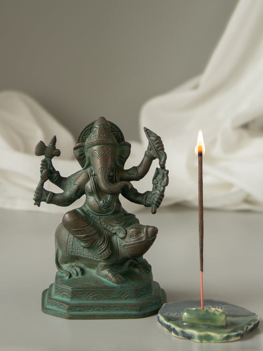 Lord Ganesha Brass Idol Sitting on Mushak